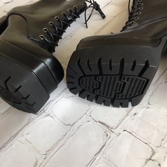 Platform Lug Boots Chunky Block High Heel Ankle Lace Up Boots Size 8 - Picture 4 of 7